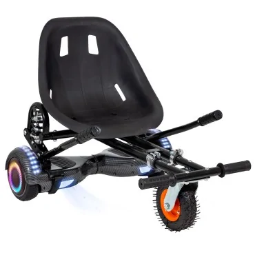 Hoverboard Go-Kart Pakke, Sort, med dobbeltophæng, 6.5 tommer, Regular Carbon PRO 4Ah, for børn og voksne
