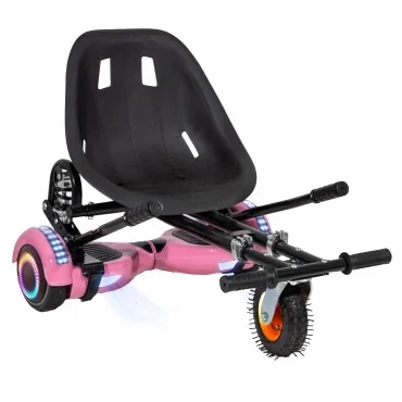 Hoverboard Go Kart Pack, Black, with Twin Suspension, 6.5 inch, Regular Pink PRO 4Ah, for kids and adults