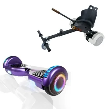 6.5 inch Hoverboard with Standard Hoverkart, Regular Purple PRO, Extended Range and Black Ergonomic Seat, Smart Balance