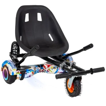 6.5 inch Hoverboard with Suspensions Hoverkart, Regular Splash PRO, Extended Range and Black Seat with Double Suspension Set, Smart Balance