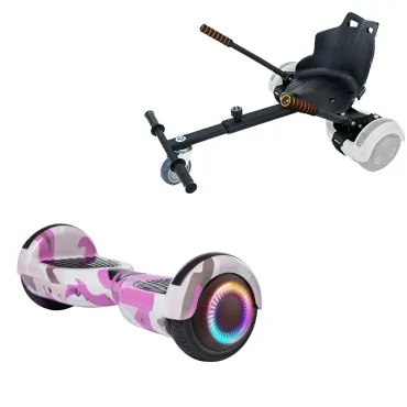 Paket Hoverboard Standard Go Kart 6.5 tums, Regular Camouflage Pink PRO, Lång Räckvidd och Svart Hoverkart, Smart Balance