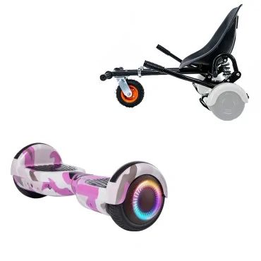 Hoverboard Go Kart Pack, Black, with Twin Suspension, 6.5 inch, Regular Camouflage Pink PRO 4Ah, for kids and adults