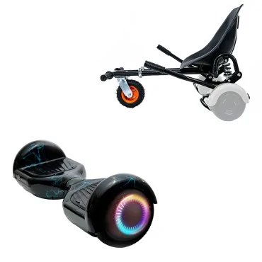 Hoverboard Go-Kart Paket, Svart, med dubbelupphängning, 6.5 tum, Regular Thunderstorm Blue PRO 4Ah, för barn och vuxna