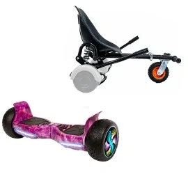 8.5 inch Hoverboard with Suspensions Hoverkart, Hummer Galaxy Pink PRO, Standard Range and Black Seat with Double Suspension Set, Smart Balance