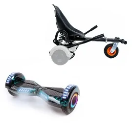 6.5 inch Hoverboard with Suspensions Hoverkart, Transformers Thunderstorm PRO, Extended Range and Black Seat with Double Suspension Set, Smart Balance