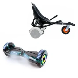 8 inch Hoverboard with Suspensions Hoverkart, Transformers Thunderstorm PRO, Extended Range and Black Seat with Double Suspension Set, Smart Balance