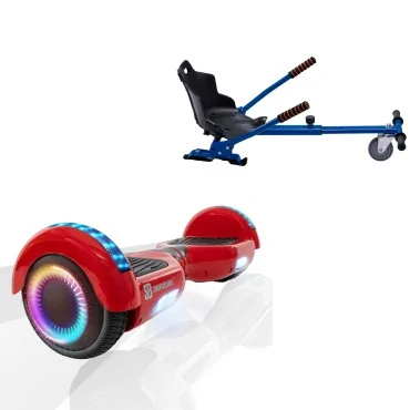 6.5 inch Hoverboard with Standard Hoverkart, Regular Red PRO, Extended Range and Blue Ergonomic Seat, Smart Balance