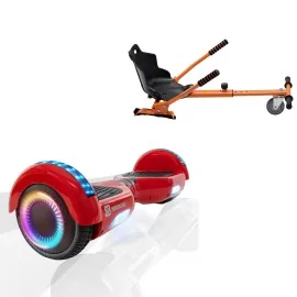 6.5 inch Hoverboard with Standard Hoverkart, Regular Red PRO, Extended Range and Orange Ergonomic Seat, Smart Balance