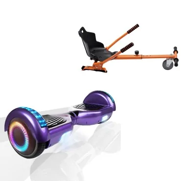6.5 inch Hoverboard with Standard Hoverkart, Regular Purple PRO, Extended Range and Orange Ergonomic Seat, Smart Balance