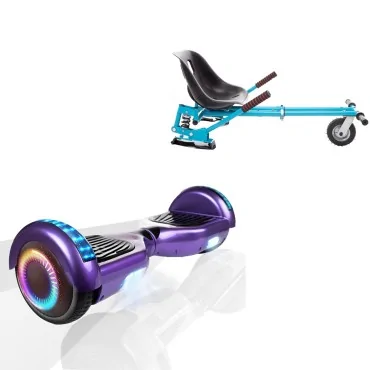 Paket Hoverboard Go Kart med Stötdämpare, 6.5 tums, Regular Purple PRO, Standard Räckvidd och Blå Hoverkart med Stötdämpare, Smart Balance