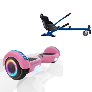 6.5 inch Hoverboard with Standard Hoverkart, Regular Pink PRO, Standard Range and Blue Ergonomic Seat, Smart Balance