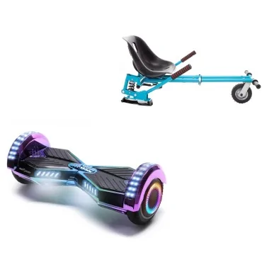 6.5 inch Hoverboard with Suspensions Hoverkart, Transformers Dakota PRO, Extended Range and Blue Seat with Double Suspension Set, Smart Balance