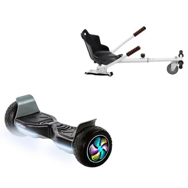 8.5 inch Hoverboard with Standard Hoverkart, Hummer Black PRO, Extended Range and White Ergonomic Seat, Smart Balance