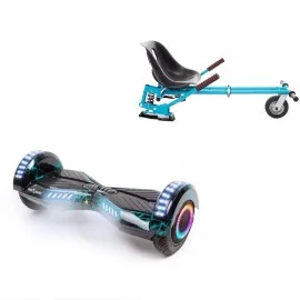 6.5 inch Hoverboard with Suspensions Hoverkart, Transformers Thunderstorm PRO, Extended Range and Blue Seat with Double Suspension Set, Smart Balance