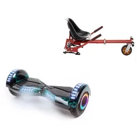 6.5 inch Hoverboard with Suspensions Hoverkart, Transformers Thunderstorm PRO, Extended Range and Red Seat with Double Suspension Set, Smart Balance