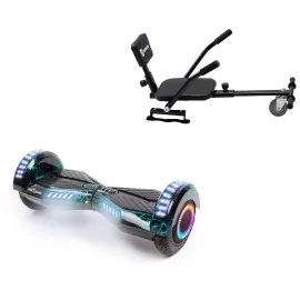 6.5 inch Hoverboard with Comfort Hoverkart, Transformers Thunderstorm PRO, Extended Range and Black Comfort Seat, Smart Balance