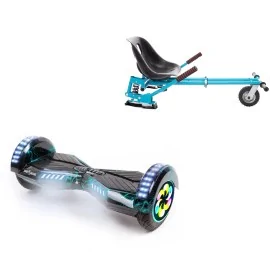 8 inch Hoverboard with Suspensions Hoverkart, Transformers Thunderstorm PRO, Extended Range and Blue Seat with Double Suspension Set, Smart Balance